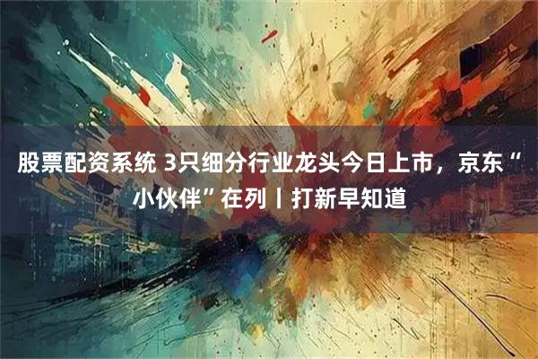 股票配资系统 3只细分行业龙头今日上市，京东“小伙伴”在列丨打新早知道