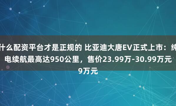什么配资平台才是正规的 比亚迪大唐EV正式上市：纯电续航最高达950公里，售价23.99万-30.99万元